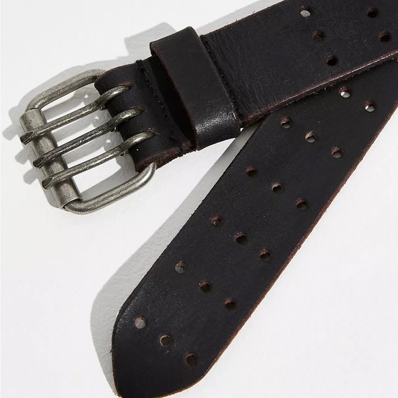 FREE PEOPLE BLACK LEATHER BELT (S/M) - Picture 3 of 4